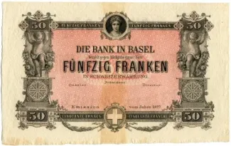 Basel 50 Francs, 1877-1879 obverse