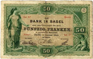 Basel 50 Francs, 1883-1906 obverse