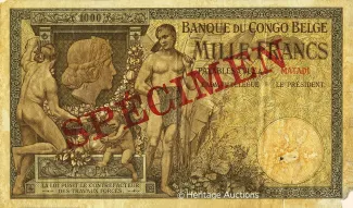 Belgian Congo 1.000 Francs, 1920-1927 obverse
