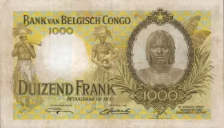 Belgian Congo 1.000 Francs, 1944-1947 reverse