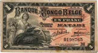 Belgian Congo 1 Franc, 1914-1920 obverse