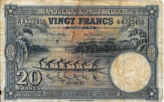 Belgian Congo 20 Francs, 1940-1950 obverse