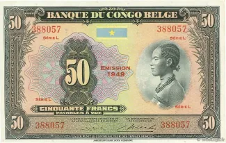 Belgian Congo 50 Francs, 1943-1952 obverse