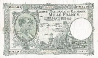 Belgium 1.000 Francs, 1944 image