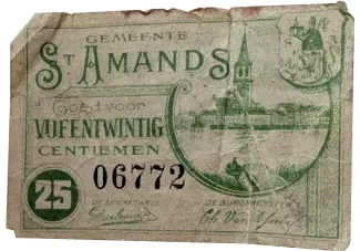 Belgium 25 Centimes, 1917 reverse