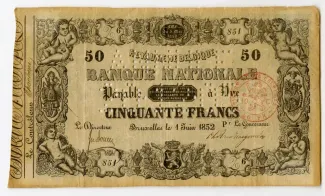 Belgium 50 Francs, 1852 image