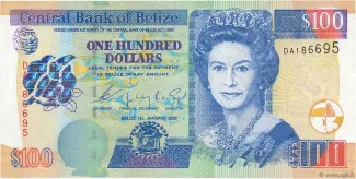 Belize 100 Dollars, 2003-2021 obverse