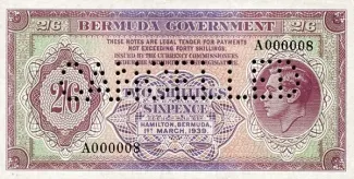 Bermuda 2 Shillings 6 Pence - George VI, 1939 P-7 obverse