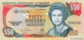 Bermuda 50 Dollars - Elizabeth II, 1992 P-40 obverse