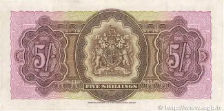 Bermuda 5 Shillings - Elizabeth II, 1952-1957 reverse