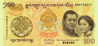 Bhutan 100 Ngultrum, 2011 P-35 obverse