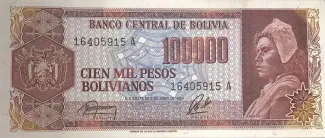 Bolivia 100.000 Pesos, 1984 image