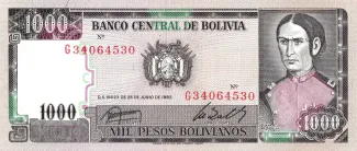 Bolivia 1.000 Pesos, 1982 image