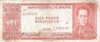 Bolivia 100 Pesos, 1962 image
