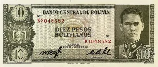 Bolivia 10 Pesos, 1962 image