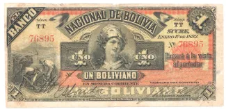 Bolivia 1 Boliviano, 1892-1894 obverse