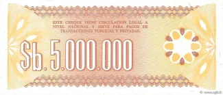 Bolivia 5,000,000 Pesos, 1985 P-193 reverse