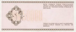 Bolivia 50,000 Pesos, 1984 P-185 reverse