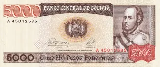 Bolivia 5.000 Pesos, 1984 image