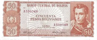 Bolivia 50 Pesos, 1962 image