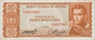 Bolivia 50 Pesos, 1962 image