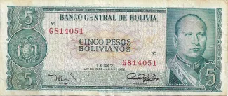 Bolivia 5 Pesos, 1962 image