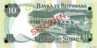 Botswana 10 Pula, 1976 reverse
