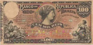 Brazil 100 Mil Réis, 1893 obverse