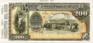 Brazil 200 Mil Réis, 1890 obverse