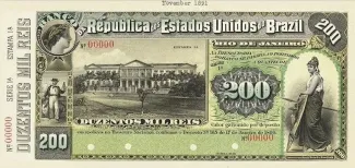 Brazil 200 Mil Réis, 1891-1893 obverse