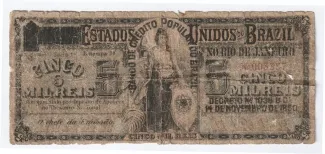 Brazil 5 Mil Réis, 1890 obverse