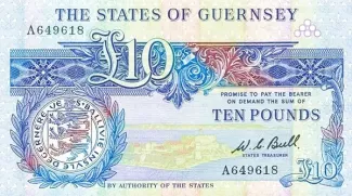 Guernsey 10 Pounds, 1980-1989 obverse