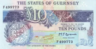 Guernsey 10 Pounds, 1991-1995 obverse
