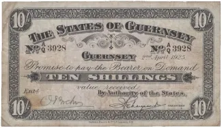 Guernsey 10 Shillings, 1925-1930 obverse