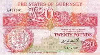 Guernsey 20 Pounds, 1980-1989 obverse