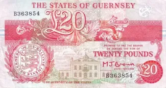 Guernsey 20 Pounds, 1991-1995 obverse
