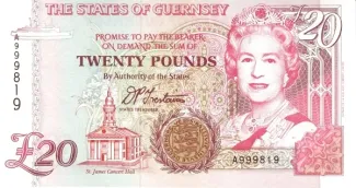 Guernsey 20 Pounds, 1996 obverse