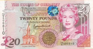 Guernsey 20 Pounds, 2018 obverse