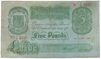 Guernsey 5 Pounds, 1945 obverse