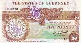 Guernsey 5 Pounds, 1980-1989 obverse