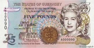 Guernsey 5 Pounds, 1996-2023 obverse
