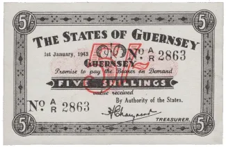 Guernsey 5 Shillings, 1941-1943 obverse