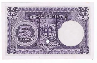 British Malaysia 5 Dollars, 1944-1945 reverse