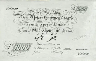 British West Africa 1,000 Liri, 1954 P-11 obverse