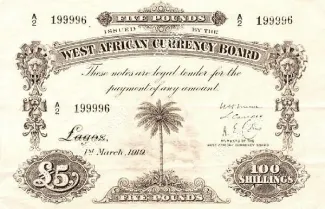 British West Africa 100 Shillings, 1919 P-6 obverse