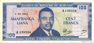 Burundi 100 Francs, 1966 image