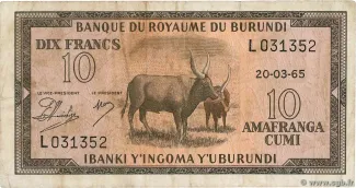 Burundi 10 Francs, 1965 image