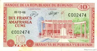 Burundi 10 Francs, 1970 image