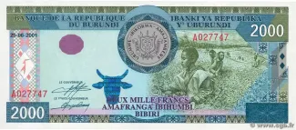 Burundi 2.000 Francs, 2001 image
