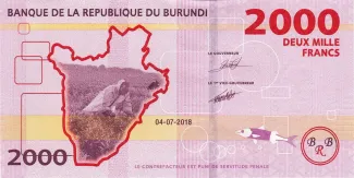 Burundi 2.000 Francs, 2015-2023 reverse